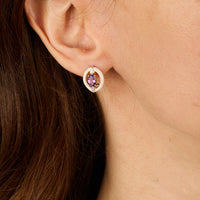 ? / Boucles d'oreilles en Or jaune 14K & Améthystes serties de diamants - Violet