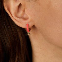 ? / Mono boucle Créole Œil en Or rose 14K sertie de diamant - Rose