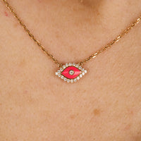Rose / Collier Œil Marbella en Or rose 14K serti de diamants - Rose
