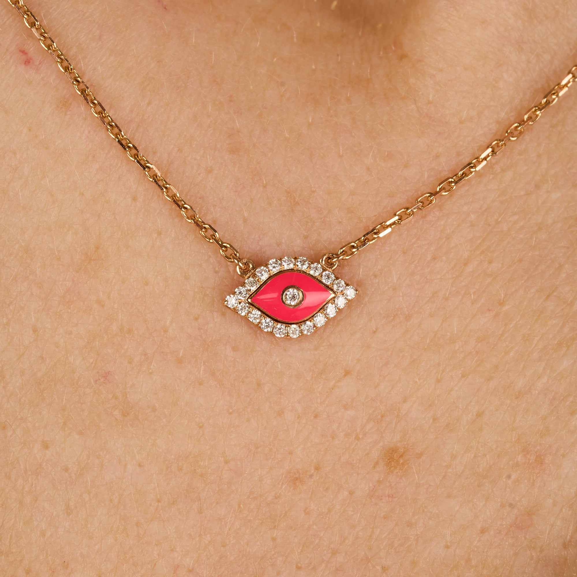 Rose / Collier Œil Marbella en Or rose 14K serti de diamants - Rose