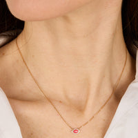 Rose / Collier Œil Marbella en Or rose 14K serti de diamants - Rose