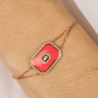 Rose / Bracelet Art Déco Square en Or rose 14K serti de diamants - Rose