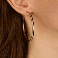 Noir / Créoles Art Deco en Or rose 14K serties de diamants - Noir