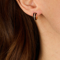 Noir / Mono boucle Double C Marbella en Or rose 14K serti de diamants - Noir