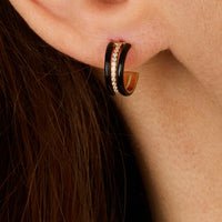 Noir / Mono boucle Double C Marbella en Or rose 14K serti de diamants - Noir