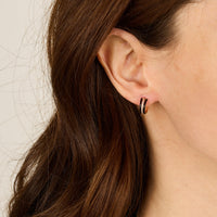 ZZZ NO PICS / Mono boucle Créole Art Deco en Or rose 18K sertie de diamants - Noir