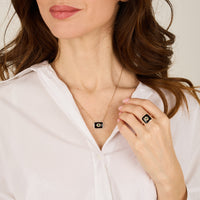 Noir Emeraude / Collier Square en Or rose 14K serti de diamants - Noir Emeraude