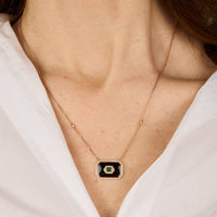 Noir Emeraude / Collier Square en Or rose 14K serti de diamants - Noir Emeraude