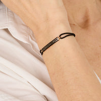 Noir / Bracelet Cordon en Or rose 18K serti de diamants - Noir