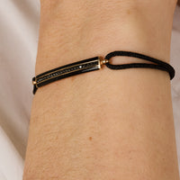 Noir / Bracelet Cordon en Or rose 18K serti de diamants - Noir