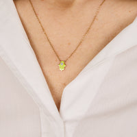 Jaune / Collier Main en Or rose 14K serti de diamant - Jaune