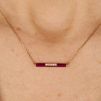 Aubergine / Collier Émail en Or rose 14K serti de diamants - Aubergine