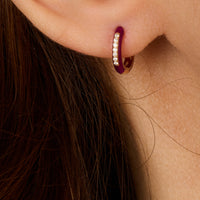 Mono boucle Émail en Or rose 18K sertie de diamants - Aubergine