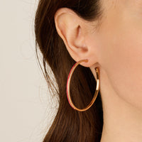 Double C hoop earrings in 18K pink gold set with diamonds - Turquoise Blue