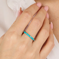 Bleu Turquoise / Bague Art Déco en Or rose 14K sertie de diamants - Bleu Turquoise