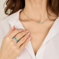 Bleu Turquoise / Bague Art Déco en Or rose 18K sertie de diamants - Bleu Turquoise