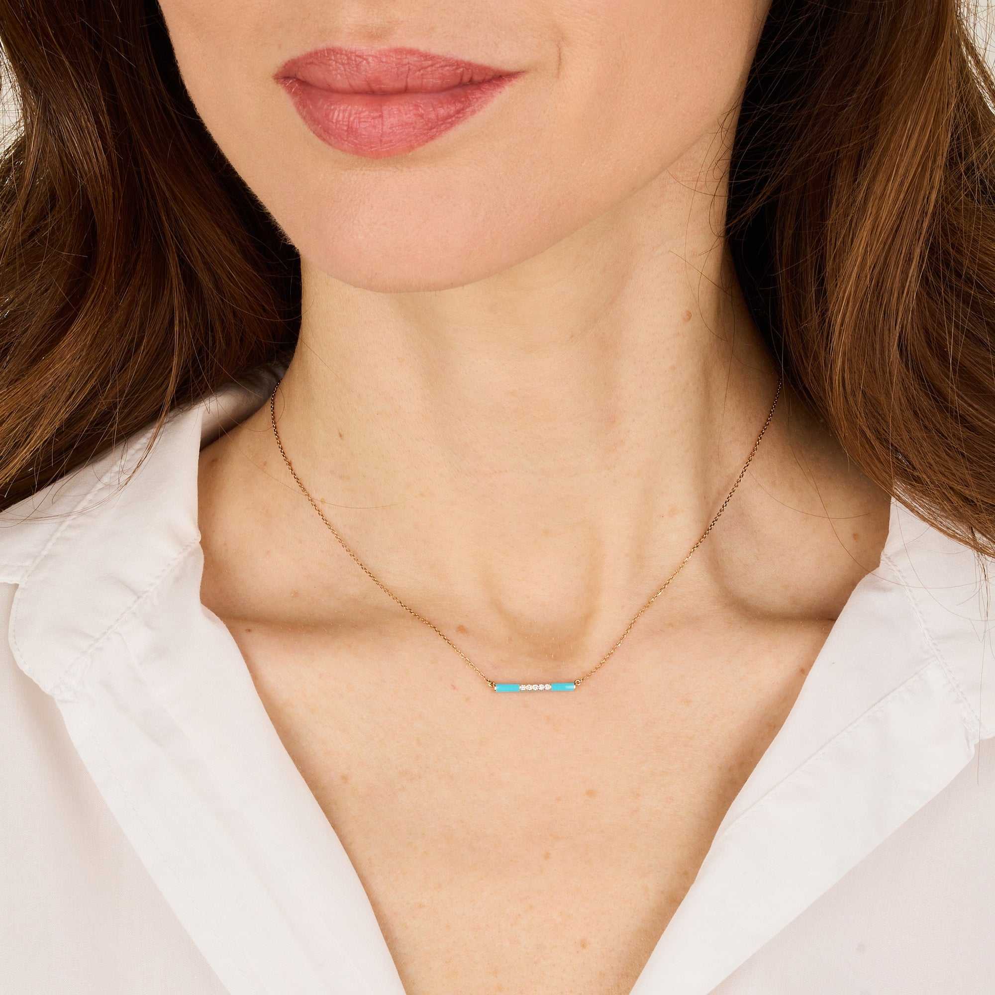 Bleu Turquoise / Bague Art Déco en Or rose 18K sertie de diamants - Bleu Turquoise