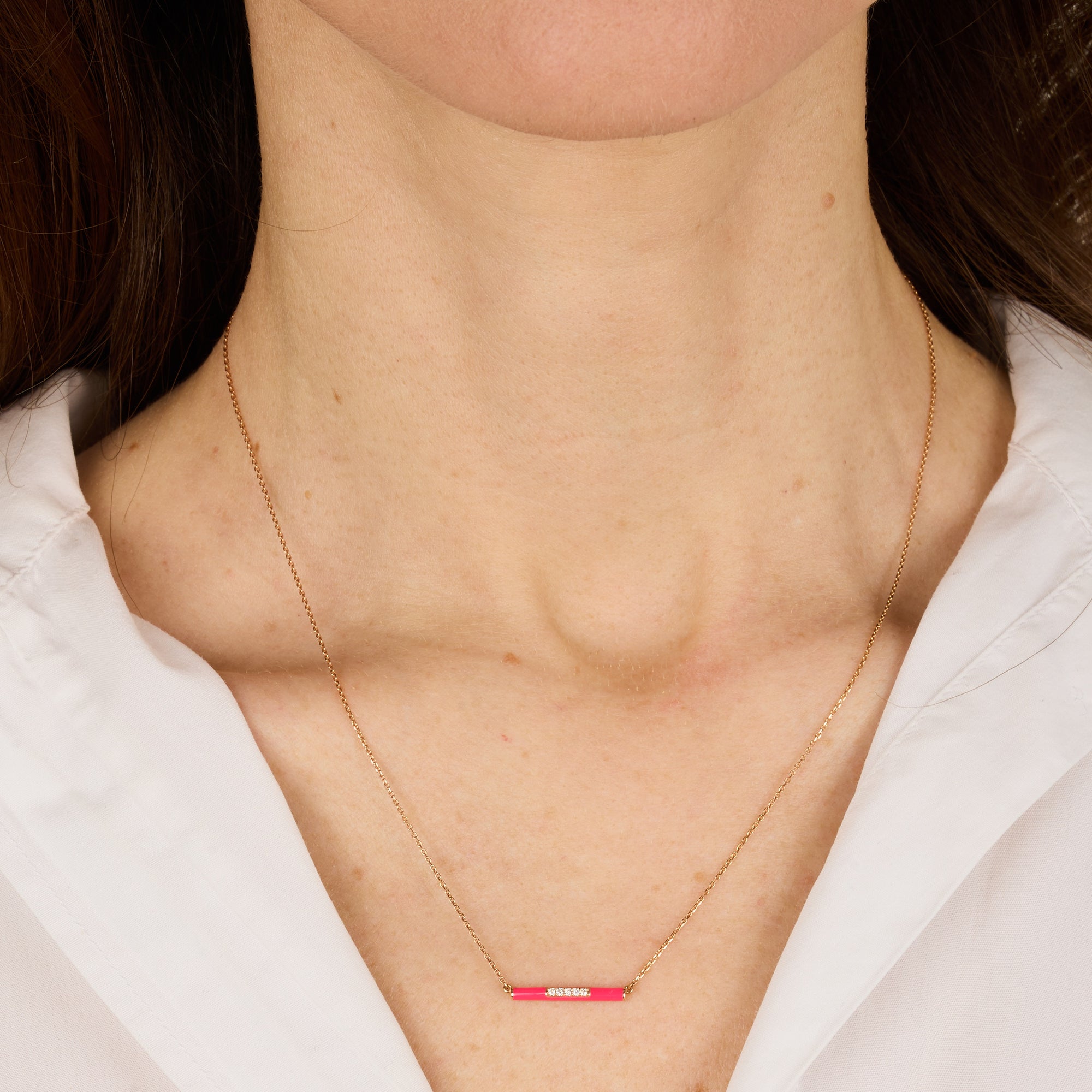 Rose / Collier Marbella en Or rose 14K serti de diamants - Rose