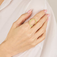 Jaune Fluo / Bague Double C Art Deco en Or rose 18K sertie de diamants - Jaune Fluo