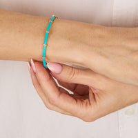 Bleu Turquoise / Jonc Art Deco en Or rose 14K serti de diamants - Bleu Turquoise