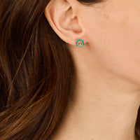 Bleu / Bijou d'Oreille Hexagone Marbella en Or rose 14K serti de diamants - Bleu