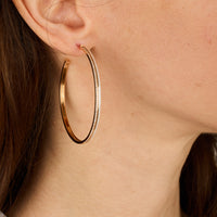 Blanc / Créoles Double C Art Deco en Or rose 14K serties de diamants - Blanc