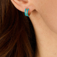 Bleu / Mono boucle Double C Marbella en Or rose 14K serti de diamants - Bleu