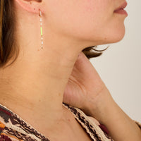 Jaune Fluo / Mono boucle longue Art Deco en Or rose 14K sertie de diamants - Jaune Fluo