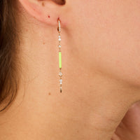 Jaune Fluo / Mono boucle longue Art Deco en Or rose 14K sertie de diamants - Jaune Fluo