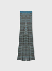TURQUOISE MICRO-CHECK KNITTED PANTS