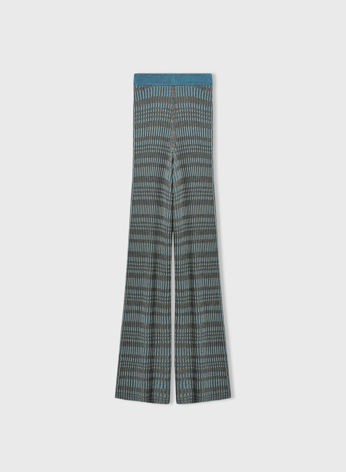 TURQUOISE MICRO-CHECK KNITTED PANTS
