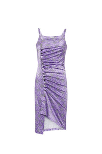 Robe drapée à bretelles - Purple Splash