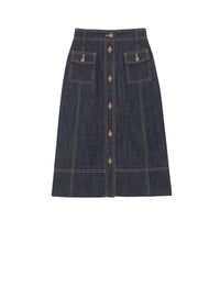 1qty RELIQUAT 75€ 100%  / Jupe trapèze Rachel - Blue Dark