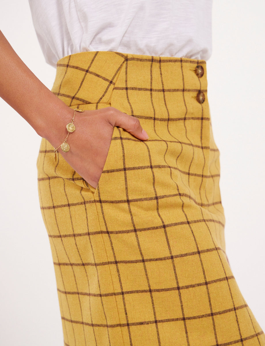 2qty RELIQUAT 75€ 0%  / Jupe droite Loric en laine - Ocre Brown