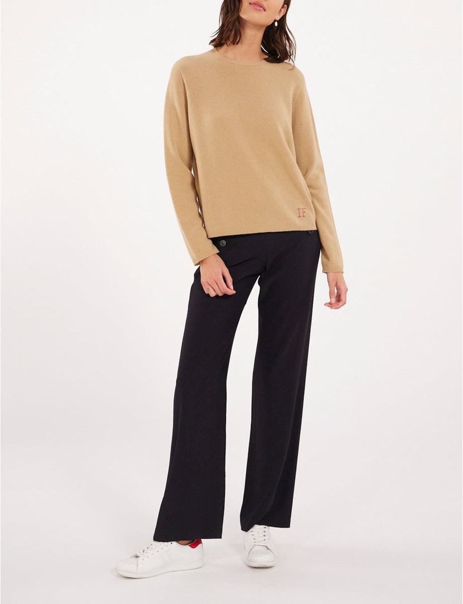 4qty RELIQUAT 90€ 45,5%  / Pull col rond Angelina en laine et cachemire - Beige