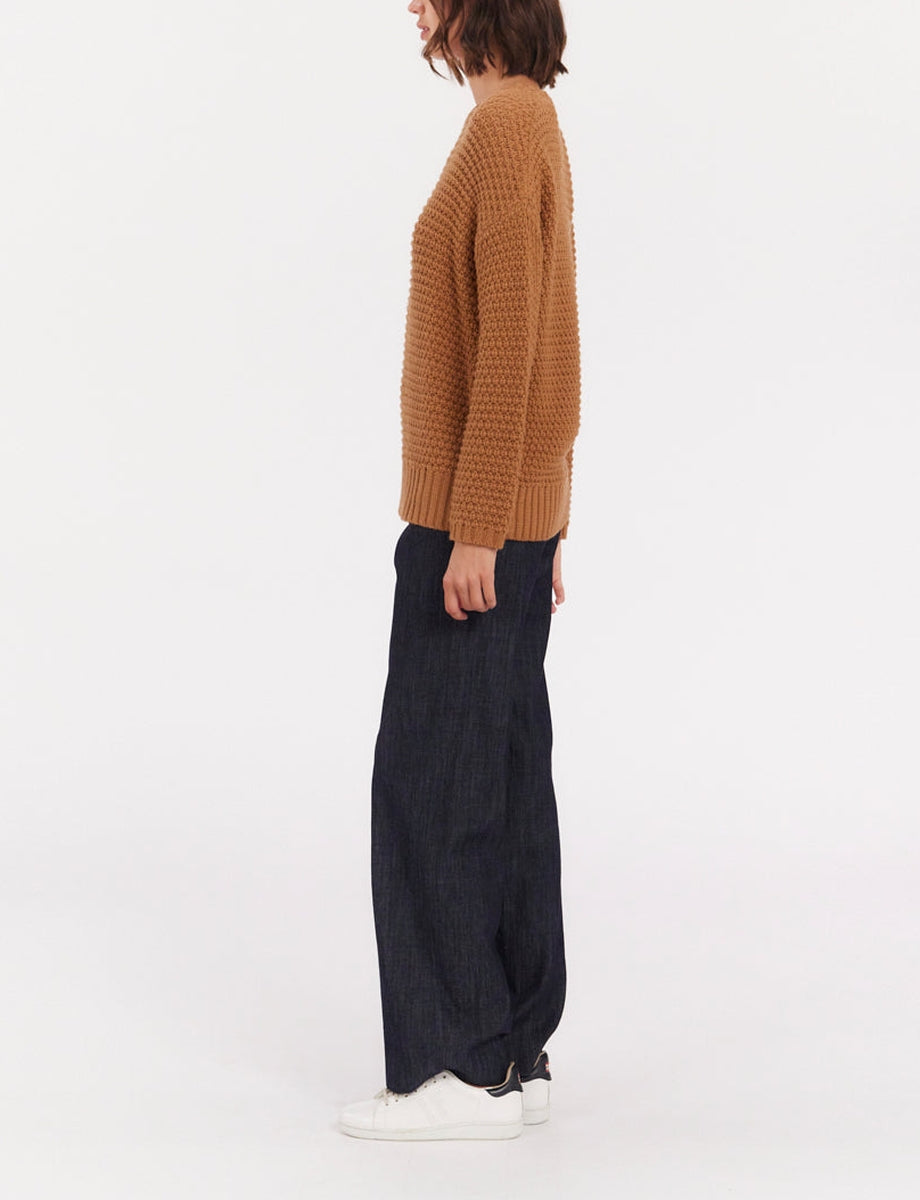 27qty RELIQUAT 75€ 3,1%  / Pull col rond Silvia en laine - Camel