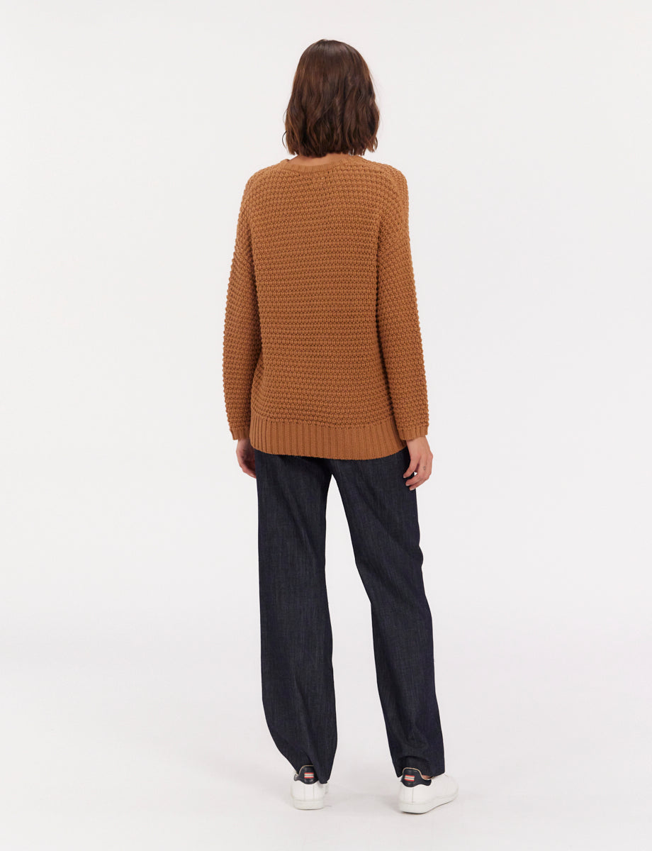 27qty RELIQUAT 75€ 3,1%  / Pull col rond Silvia en laine - Camel