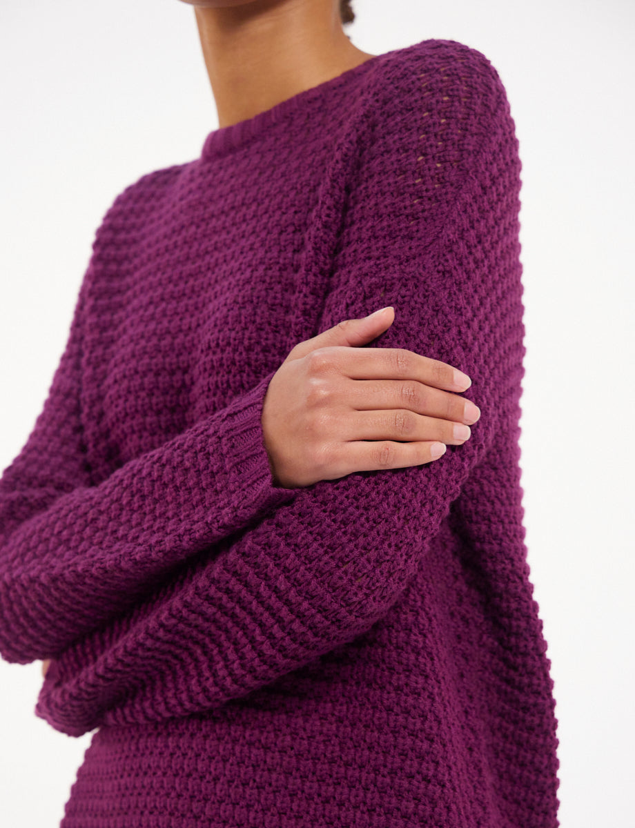 28qty RELIQUAT 75€ 3,3%  / Pull col rond Silvia en laine - Purple