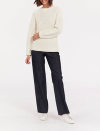 22qty RELIQUAT 90€ 4,2%  / Pull col rond Amalia en laine - Ecru