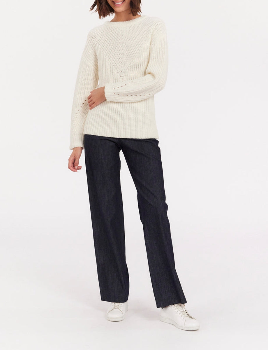 22qty RELIQUAT 90€ 4,2%  / Pull col rond Amalia en laine - Ecru