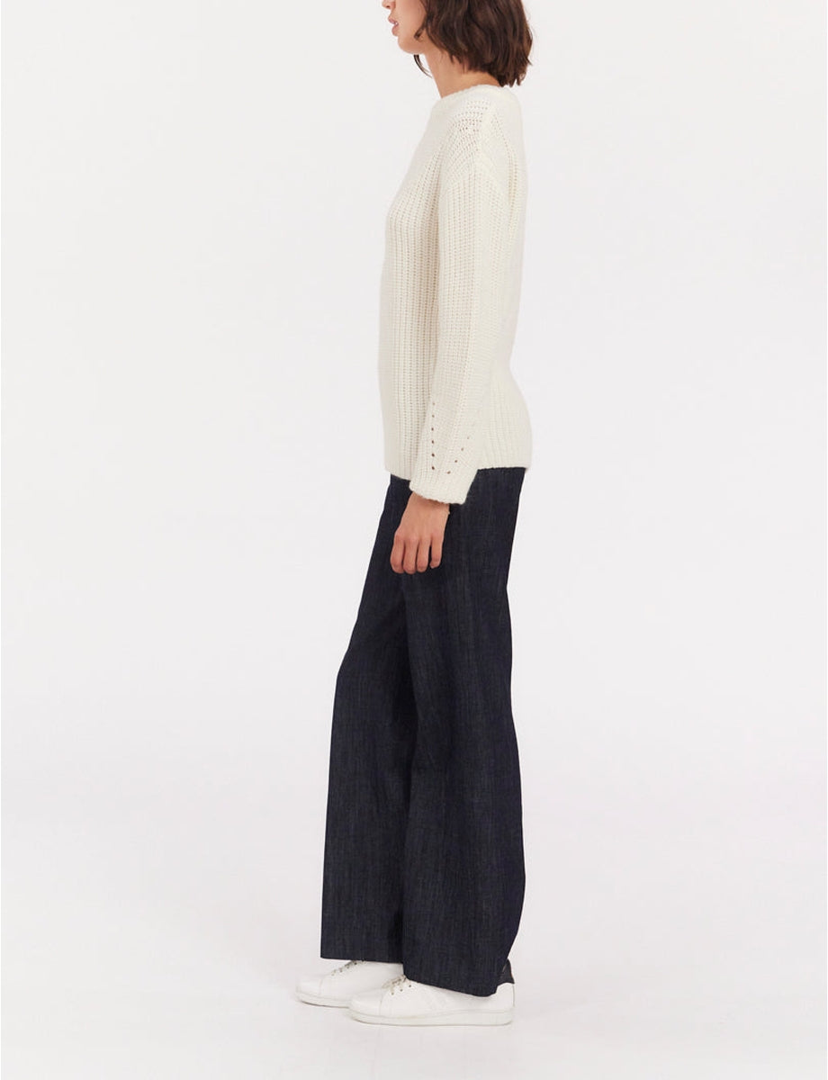 22qty RELIQUAT 90€ 4,2%  / Pull col rond Amalia en laine - Ecru