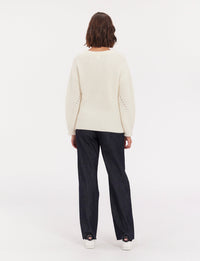 22qty RELIQUAT 90€ 4,2%  / Pull col rond Amalia en laine - Ecru