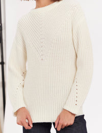 22qty RELIQUAT 90€ 4,2%  / Pull col rond Amalia en laine - Ecru