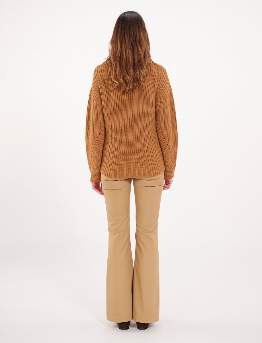 34qty RELIQUAT 90€ 2,8%  / Pull col rond Amalia en laine - Camel