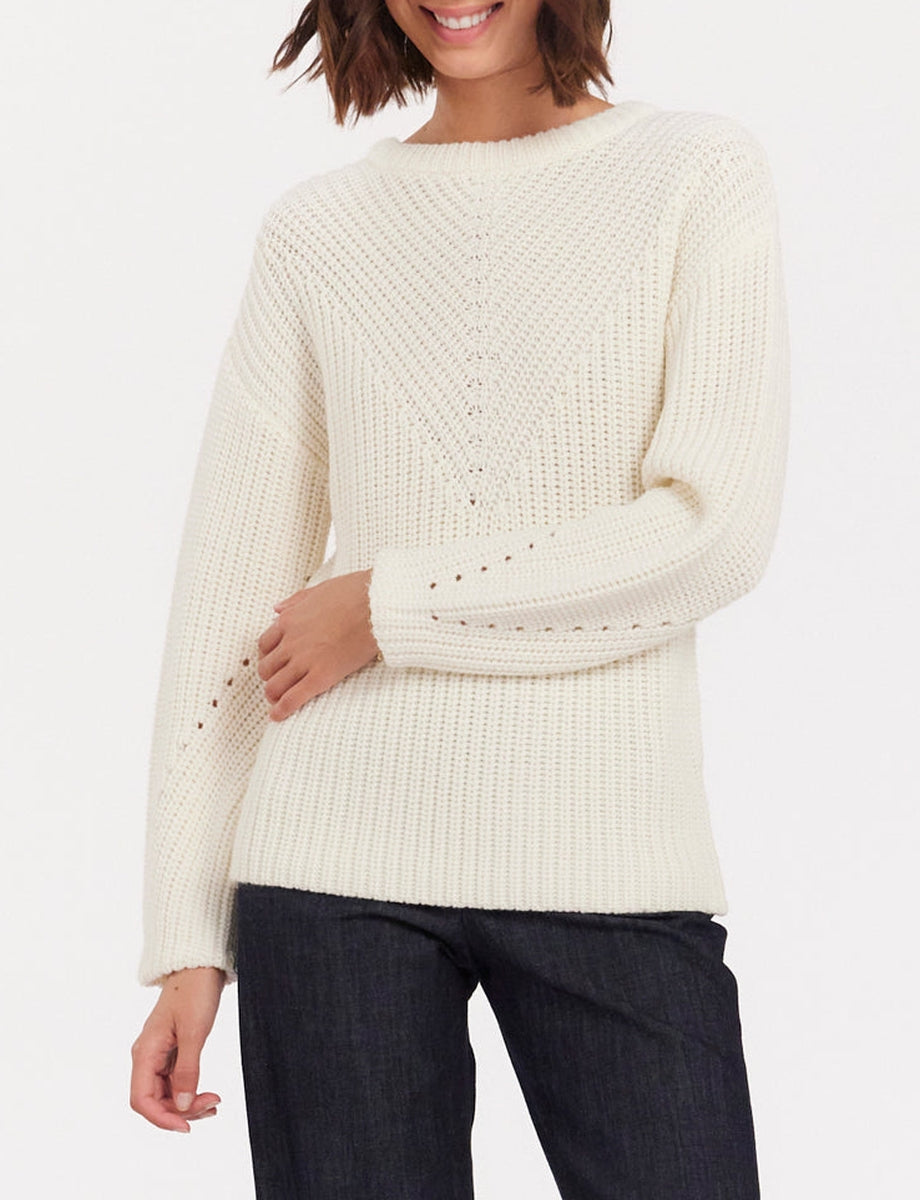 22qty RELIQUAT 90€ 4,2%  / Pull col rond Amalia en laine - Ecru