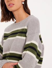 19qty RELIQUAT 90€ 17,4%  / Pull col rond Elina en laine - Grey Green