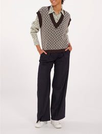8qty RELIQUAT 75€ 0%  / Pull Hailey sans manches en laine - Brown Multicolor