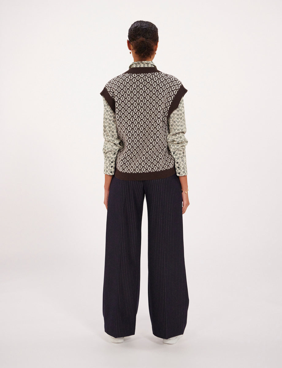 8qty RELIQUAT 75€ 0%  / Pull Hailey sans manches en laine - Brown Multicolor