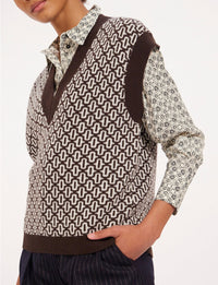 8qty RELIQUAT 75€ 0%  / Pull Hailey sans manches en laine - Brown Multicolor