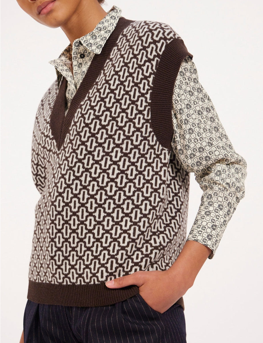 8qty RELIQUAT 75€ 0%  / Pull Hailey sans manches en laine - Brown Multicolor